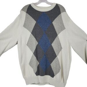 Dockers Blue Crewneck Sweater with Argyle Pattern